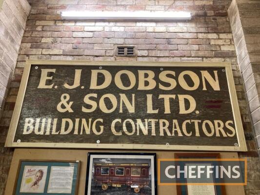 E J Dobson & Son, a large painted wood sign 37x84ins