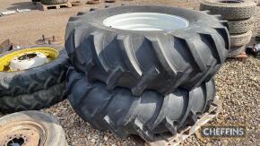 2no. 18.4-30 wheels and tyres, good tread, painted rims