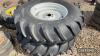 2no. 18.4-30 wheels and tyres, good tread, painted rims - 2