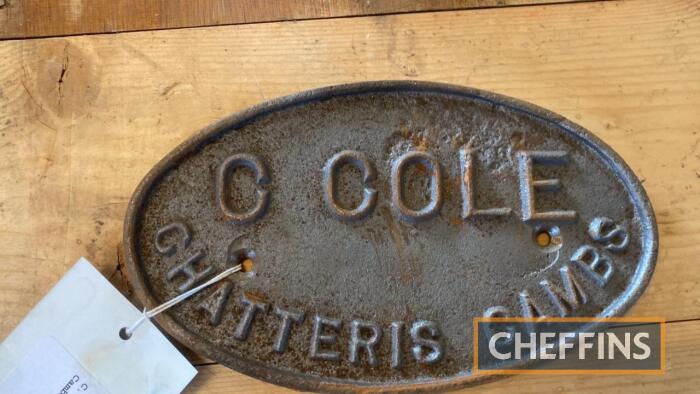 C. Cole, Chatteris, Cambs cast iron plate