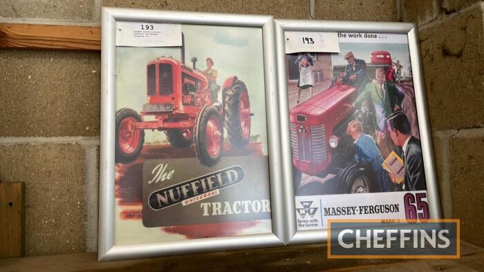 Framed tractor prints; Nuffield and Massey Ferguson (2)