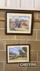 Fordson E27N and Steam Ploughing, two framed prints by Trevor Mitchell