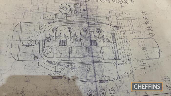 Sunbeam S7 factory AO drawing of engine section