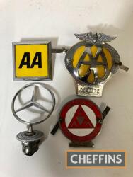 Car badges; Mercedes, AA (2) and IAM