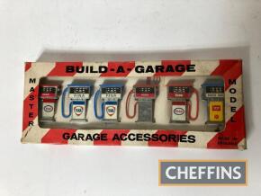 Build-a-Garage, boxed set of six die cast fuel pumps