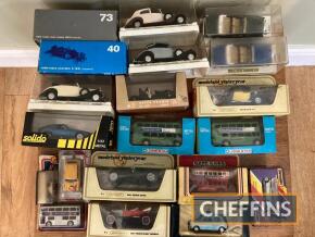 Model cars, a qty boxed items, Matchbox, Solido etc.