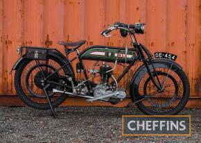 1918 550cc BSA H2 4.25hp 3-Speed MOTORCYCLE Reg. No. OE 454 Frame No. 30120 Engine No. 29836 First registered in January 1921 as a result of the 1920 Roads Act, requiring County Councils to register all vehicles. A 1925 buff logbook accompanies the Birmin