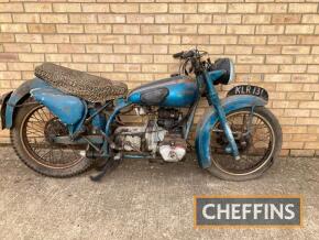 1949 349cc DOUGLAS T35 Mk3 project MOTORCYCLE Reg. No. KLR 131 Frame No. 11985/5* Engine No. T35/S/5552/3 A rarified project machine that lacks one cylinder, head and valve cover amongst other parts. It has a live registration number but no current docume