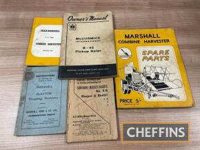 Qty of haymaking, harvesting and thrashing instructions and parts lists, to include Marshall, Massey-Harris etc. (5)