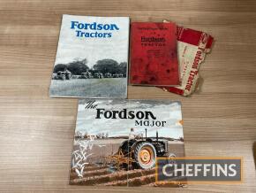 Fordson, 3no. sales brochures and instruction manuals etc, to include Fordson Major fold-out brochure and Fordson Standard range brochure