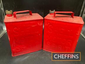 Shell Motor Spirit; two 2gallon fuel cans, repainted