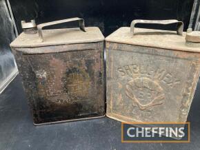 Pratts High Test Sealed and Shell-Mex BP Ltd; two 2gallon fuel cans, unrestored