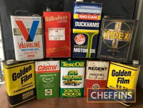 Valvoline (with contents), Tidex, Silkolene etc, eight 1gallon cans, various manufacturers