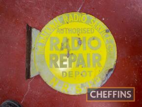 National Radio Service, a double-sided circular enamel sign, 18ins in diameter