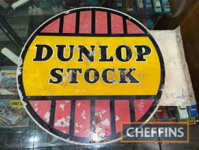 Dunlop Stock, a double-sided printed tin sign, 17.5ins in diameter