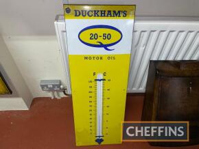 Duckhams 20-50 Motor Oil forecourt enamelled thermometer, 36 x 13ins