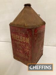 Thelson Motor Oil pyramid 5gallon can (damaged)