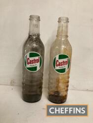 Castrol, two quart oil bottles, no caps