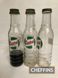 Castrol, three 1pint oil bottles, Castrolite caps