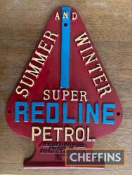 Redline Petrol, a cast aluminium pump plate, 13.5 x 9.75ins