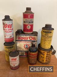 Vintage car product cans, majority with contents (8)