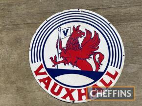 Vauxhall, an illustrated enamel sign of circular form, a most unusual sign, c.1950s and 36ins in diameter