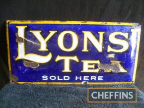 Lyons Tea, single-sided enamel sign, small concave shape