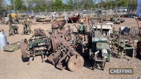 Trusty Tractor with plough, cultivator, ride-on sulky etc.