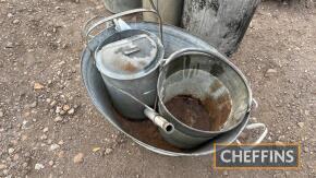 Galvanised bath with bucket and 3gallon watering can (2)