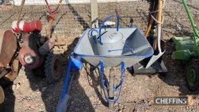 Vintage wheelbarrow, together with watering can