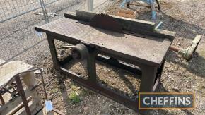 Heavy cast iron saw bench, belt driven, unknown make