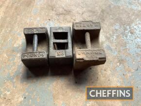 1no. 56lb weight (damaged) and 2no. 28lb weights (in good condition)