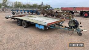 Twin axle trailer, 16ft bed with ramps, together with 2-speed winch