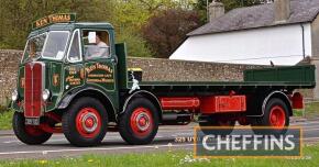 1952 7700cc MAUDSLAY Majestic 6-wheel flatbed diesel LORRY Reg. No. 325 YUD Chassis No. 36001 A rare example of the twin wheel, twin steer Maudslay Mustang 6t lorry that has been beautifully restored and is liveried for Ken Thomas of Guyhirn. Finished in 