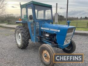 1968 FORD 3000 3cylinder diesel TRACTOR Reg. No. VBJ 664G Serial No. B855506 Fitted with Duncan cab and pick-up hitch, this tractor appears to be in original condition and is showing 7,200 hours