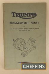 Triumph Motorcycles spare parts list, September 1952, Covers 5T, 6T, T100, T100C, TR5, includes full details of T100 racing kit, together with Norton spare parts list and maintenance manual, 1950 and1951, including International and Manx (2)