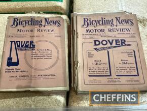 10 copies of Bicycling News and Motor Review 1911 (4) to 1921, showing lots of motorcycle publicity ads and adverts etc.