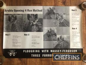 Ploughing with Massey Ferguson, Three-Furrow Plough, Arable Opening 4-Run Method poster (sleeve not included)