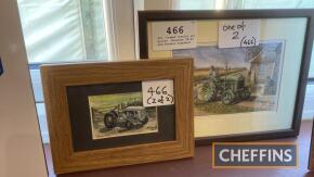 2no. framed tractor art prints, Ferguson TE-20 and Fordson Standard