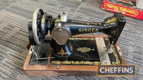 Singer sewing machine c/w wooden case