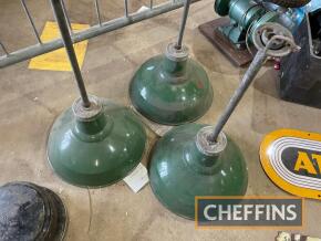 3no. industrial enamel ceiling lamps