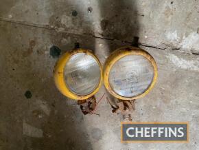 2no. vintage tractor lights, glass complete