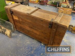 Auto Union, c1950s large wooden chest originally for transporting windscreens, logo'd, 32 x 14 x 62ins