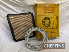 Car backrest, window tray, weathershield (boxed) and wheel trims