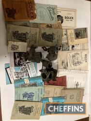 Solex, vintage carburettors, together with a qty Solex literature