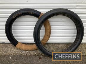 Dunlop Cord, two vintage car tyres, 875x105 and 810x90