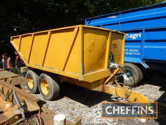 Tandem axle dump trailer, fitted with sprung drawbar on 385/65R22.5 wheels and tyres