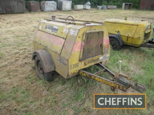 Single axle trailed compressor, fitted with Massey Ferguson 135 3cylinder diesel engine