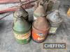 5no. 5gall conical fuel/oil cans, to include Esso, Vigzol, Castrol and Glidol