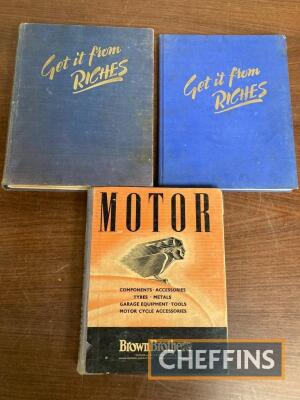 Brown Brothers and Riches, three 1950s motor accessory catalogues